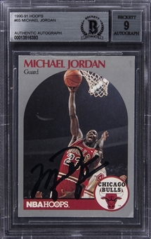 1990-91 NBA Hoops #65 Michael Jordan Signed Card – BGS "9" Signature
